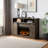 Rustic Oak 2-Door Fireplace With 2 Shelves