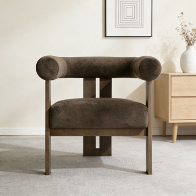 Chaise d'appoint moderne rembourrée avec accoudoirs ronds