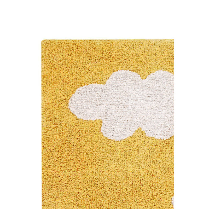 Hand Knotted Cotton Abstract Area Rug in Yellow/White