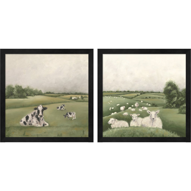 «Down On The Farm» par Hollihocks Art, ensemble d'art encadré (ensemble de 2)