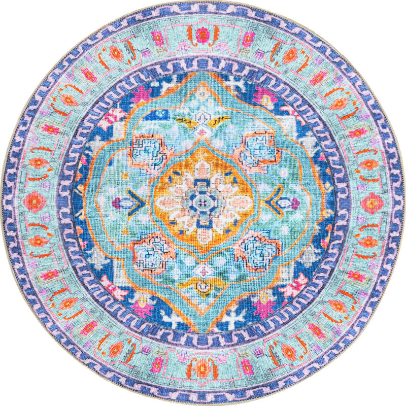 Utin Chenille Oriental Indoor Rug, Round 5'