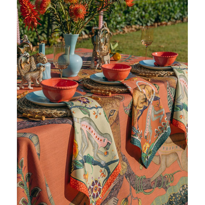 Monkey Tales Napkins, Coral