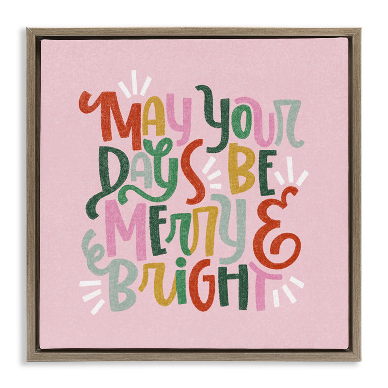 Cadre flottant pastel Merry & Bright, design par Sarah Hickman, H 18 po x l 18 po, Cadre flottant orme Montalcino