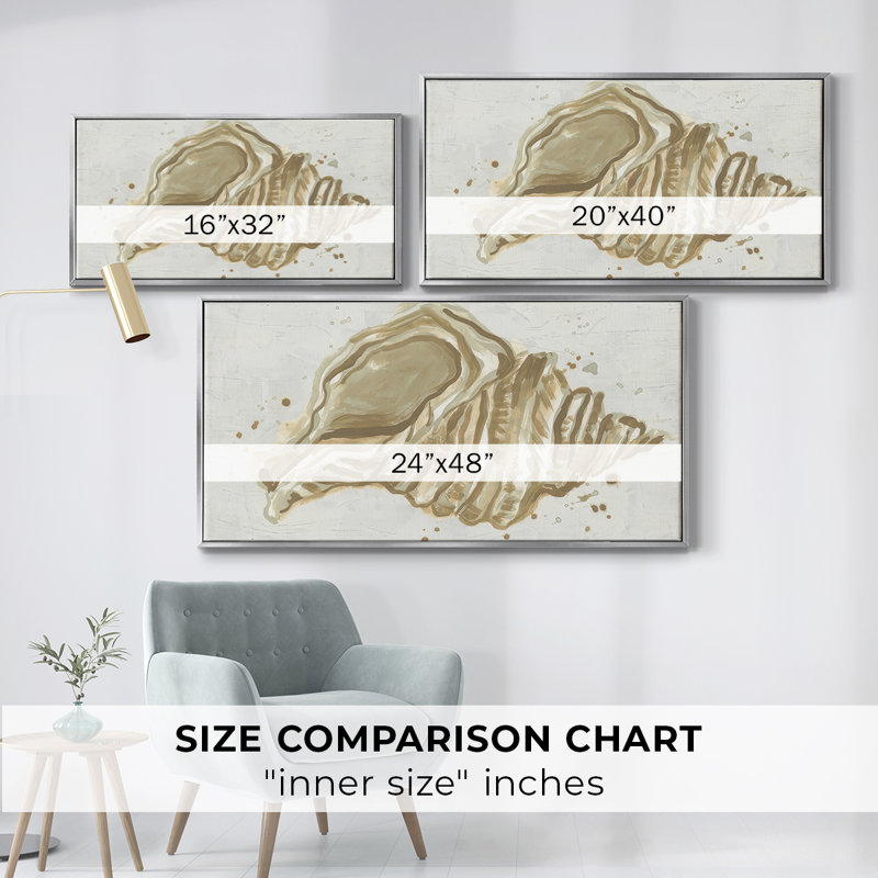 Neutre coquille Fresco II - Toile tendue avec châssis tendue - Prêt à accrocher, Argent argent, H 17 po x l 33 po