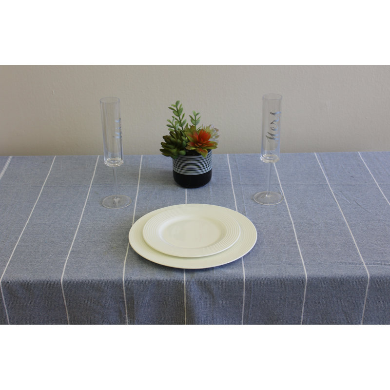 Cannady Striped 100% Cotton Tablecloth, Blue, 60" W Round