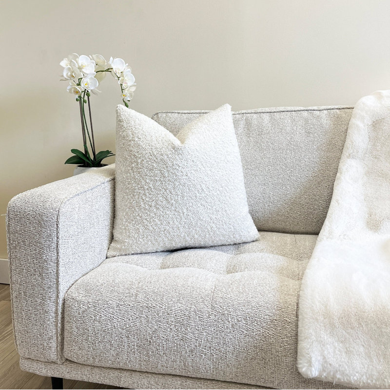Housse de coussin Bouclé, H 20 po x l 20 po, Blanc cassé