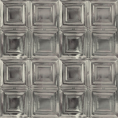 American Tin Cellings Pattern 2' x 2' (24" x 24") Metal Tin Nail-Up Ceiling Tiles and Wall Panels - Four Beveled Squares (Covers 20 Sq ft)