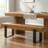 62.99" Solid Wood Dining Bench With Metal Legs, Rustic Kitchen Table Seating With Backless Design For Dining Room