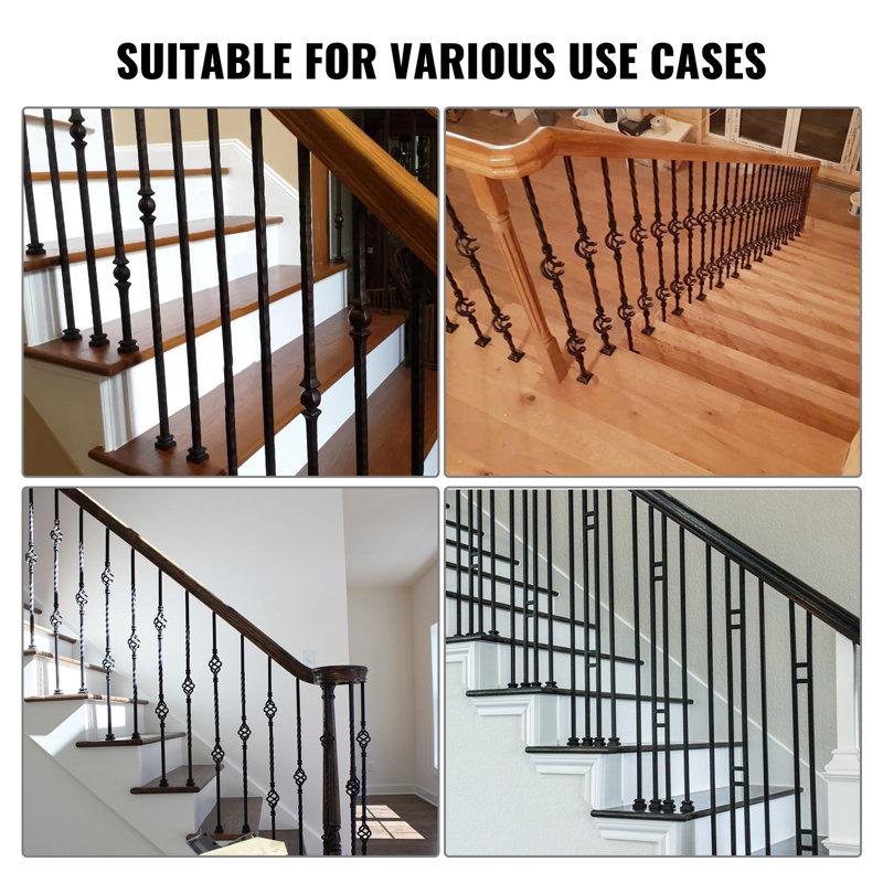 Satin Black Aluminum Alloy Staircase Baluster Shoes Set