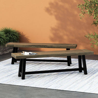 Banc d'extérieur à deux tons en bois, lambris, hauteur de 18 pouces, banc de patio au design rustique unique, deux tons, style, 14,5 de profondeur, confortable pour socialiser