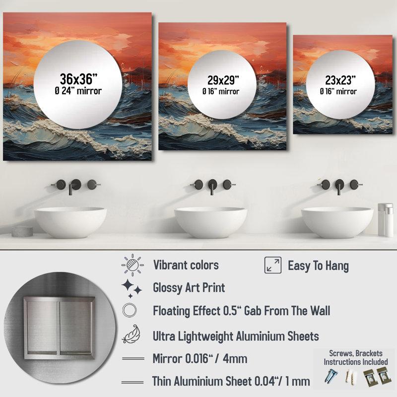 Art mural miroir Aveanna - Bold Beach Sunset Scenery III, 23 po x 23 po