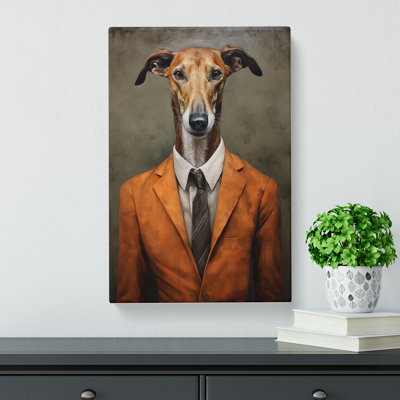 Greyhound In A Suit Painting - Wrapped Canvas