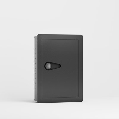 In Wall Valuables Compartment Safe With Heavy Duty Steel Frame Black Construction And Removable Shelves