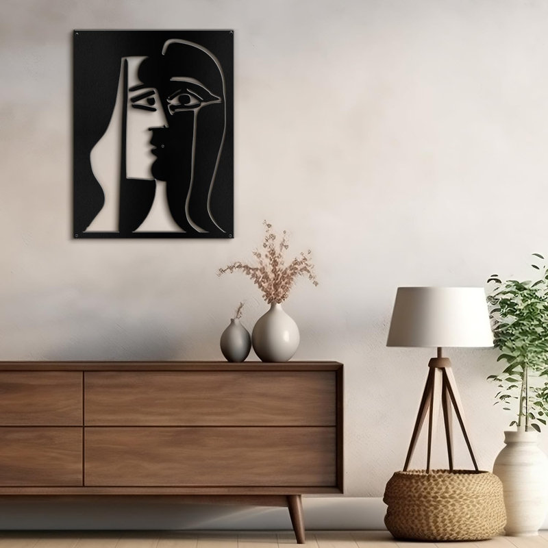 Décoration murale en métal, H 24 po x l 16 po x P 0,05 po, Noir