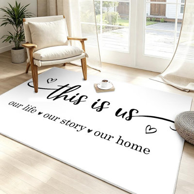 Tapis d'intérieur blanc lavable à la machine Story Home