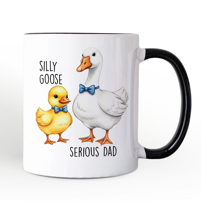 Tasse à cravate «Silly Goose Serious Dad», cadeau du père mignon avec nom personnalisé