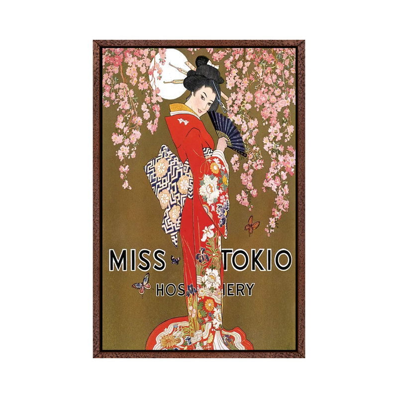 1927 Miss Tokio Hosiery Magazine - Print on Canvas, 66.04 cm H x 45.72 cm W, Classic Brown Wood Framed