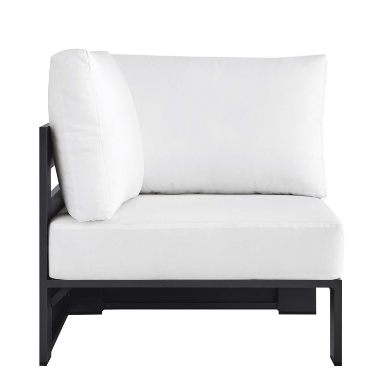 Tahoe Gray and White Aluminum Outdoor Corner Chair