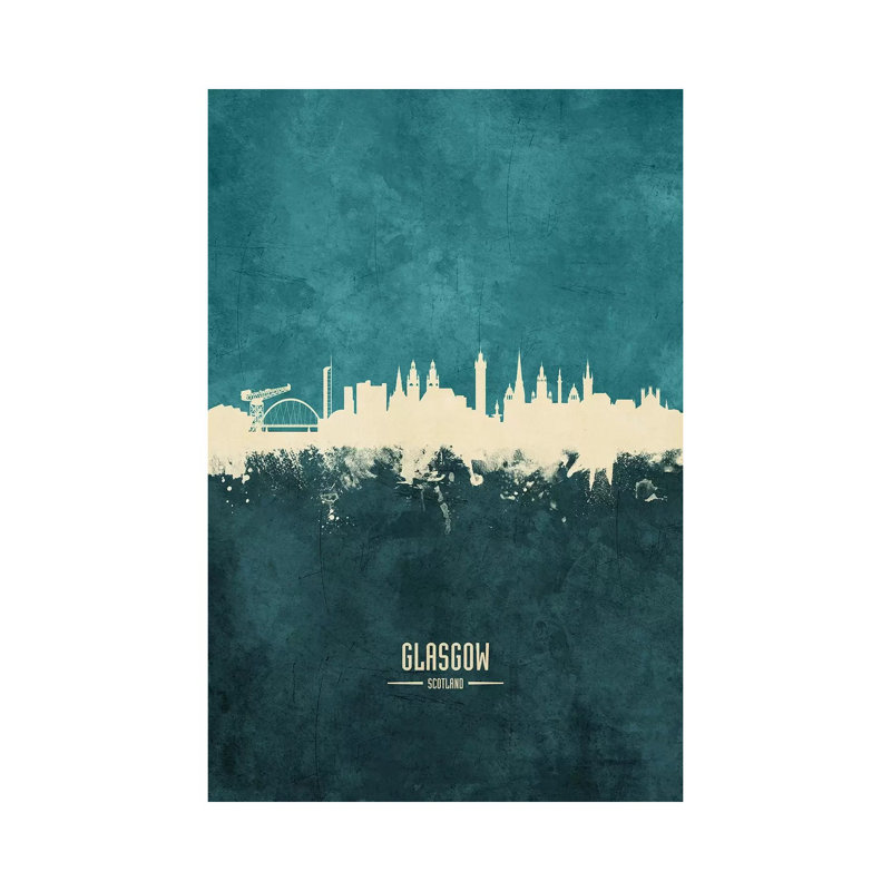 Glasgow Scotland Skyline by Michael Tompsett - Wrapped Canvas Painting, 101.6 cm H x 66.04 cm W x 3.175 cm D