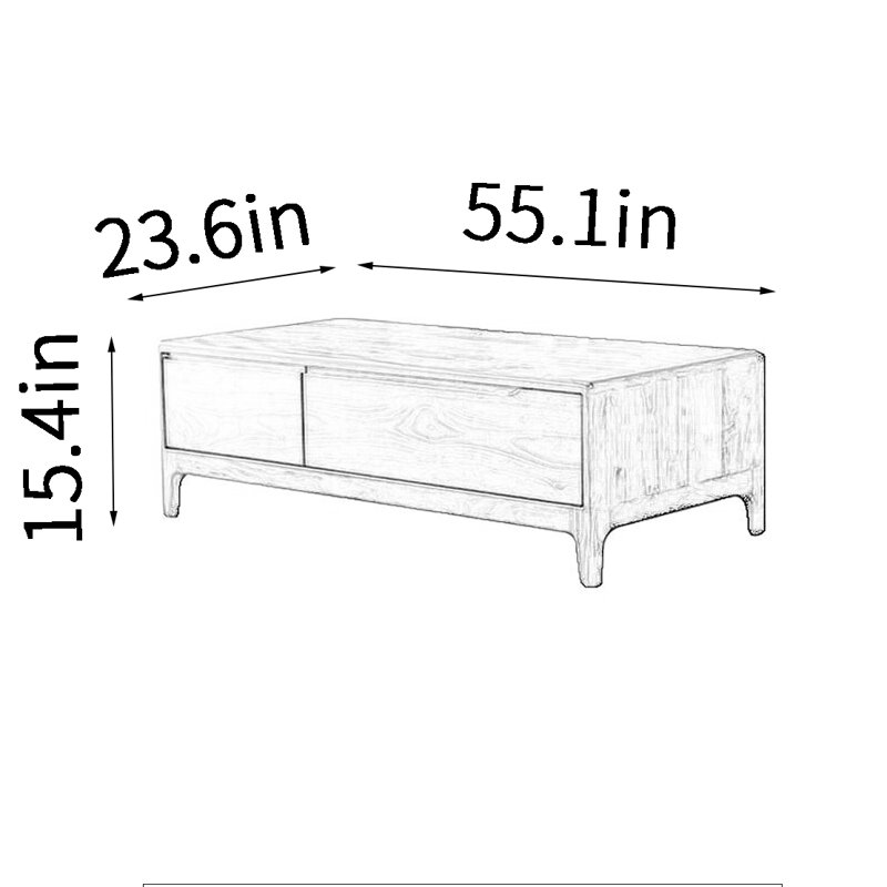 Table basse simple en noyer noir, H 15,4 po x L 55,1 po x l 23,6 po