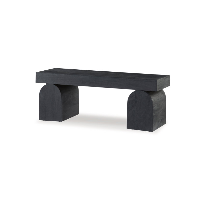 Banc d'appoint, 50 po, effet sablé surdimensionné, bois massif noir
