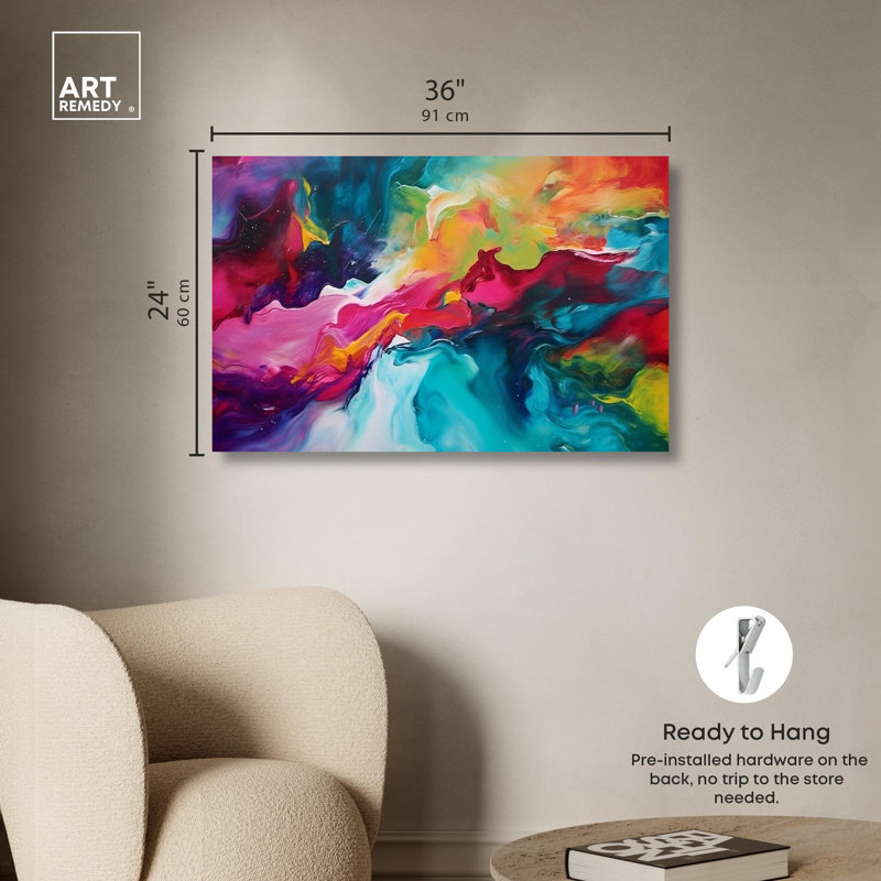 Colorful Galaxy Wrapped Canvas Abstract Art - 36" x 24"
