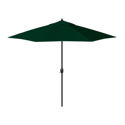 9 Foot Stone Black Aluminum Market Patio Umbrella Fiberglass Ribs And Auto Tilt Sunbrella