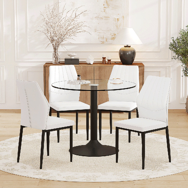 Ensemble de table de salle à manger 35 po, table de cuisine moderne et chaises pour petits espaces, Blanc