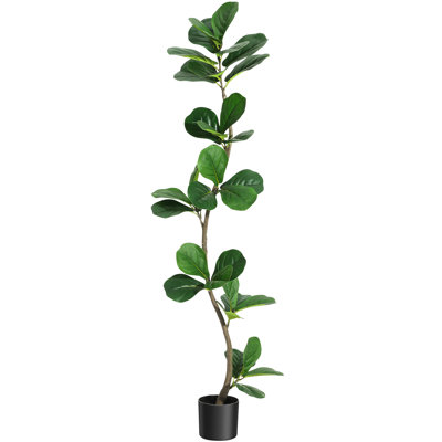 Realistic Artificial Fiddle Leaf Fig Tree - Large Faux Plant with Lifelike Leaves, Planter, Low Maintenance - Indoor/Outdoor Home & Office Décor, Ideal Housewarming Gift