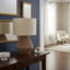 Lighting, h 22 po, lampe de table, corde brune, abat-jour beige, transitionnel
