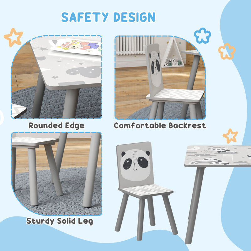 Siragan Kids 3 Piece Square Play Or Activity Table and Chair Set