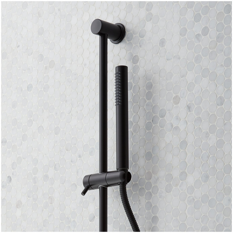 Vassor Pressure Balance Shower System with Slide Bar and Hand Shower - Matte Black, Matte Black