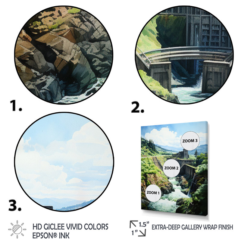 Dam Dampress Heights Pointillism II - Dams Wall Decor, H 32 po x l 16 po x P 1 po, Cadre flottant blanc