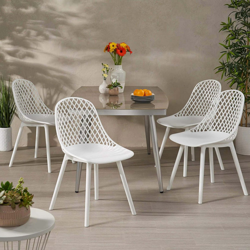 Ensemble de chaises d'extérieur Minimalist avec structure résistante aux intempéries, White
