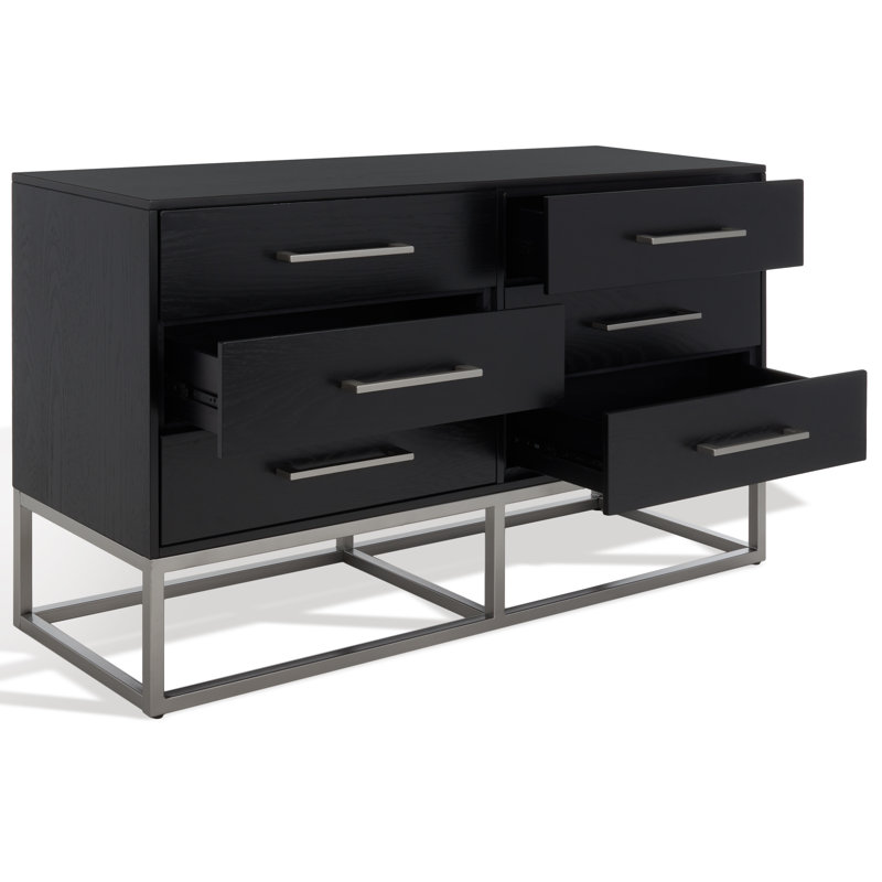 Commode à 6 tiroirs Sheldon, Argent / noir