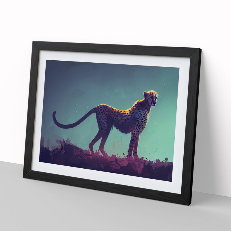 Cheetah - Single Picture Frame Painting, Black, 46cm H x 64cm W x 2cm D