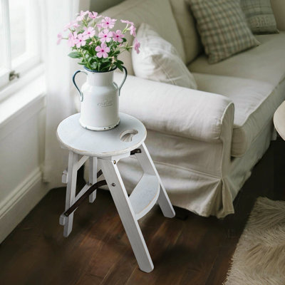 Vintage Wood Plant Stand, Rustic Foldable Stool,Farmhouse Decor for Porch Living Room Garden Paito