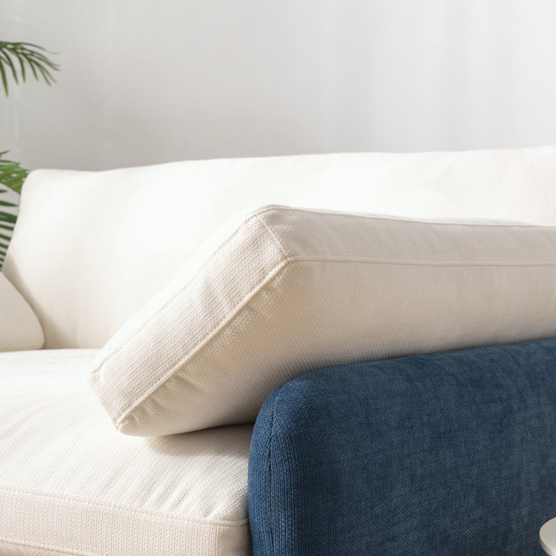 Fauteuil moderne rembourré et confortable, Bleu / Crème
