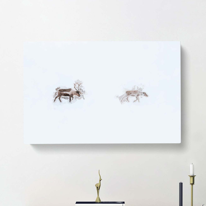 Deer Reindeer in Abstract - Wrapped Canvas, 60cm H x 91cm W x 3cm D