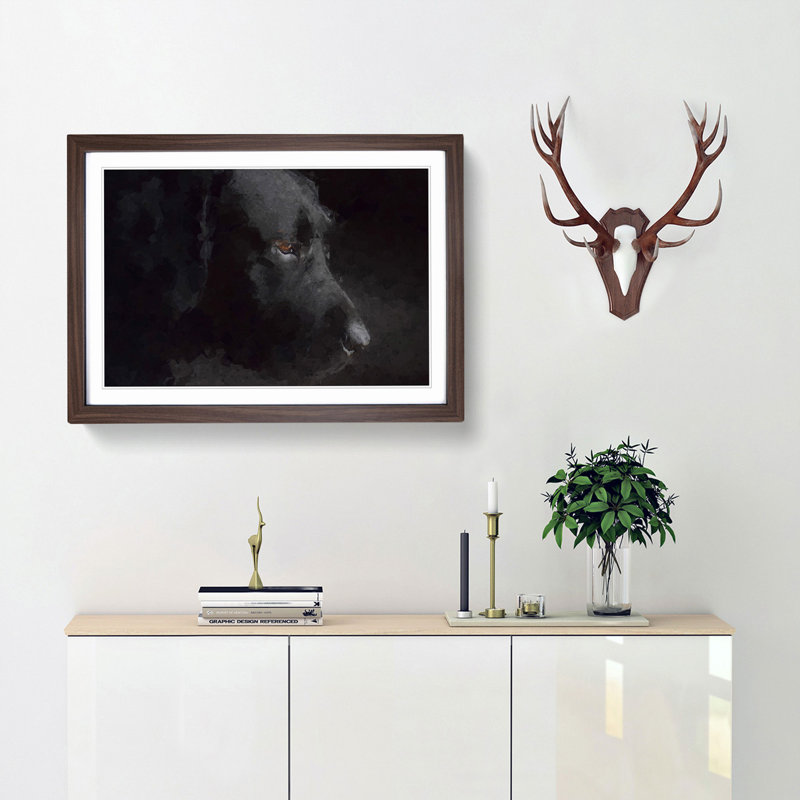 Black Labrador Retriever in Abstract - Picture Frame Graphic Art Print, 48cm H x 65cm W x 2cm D, Walnut Framed
