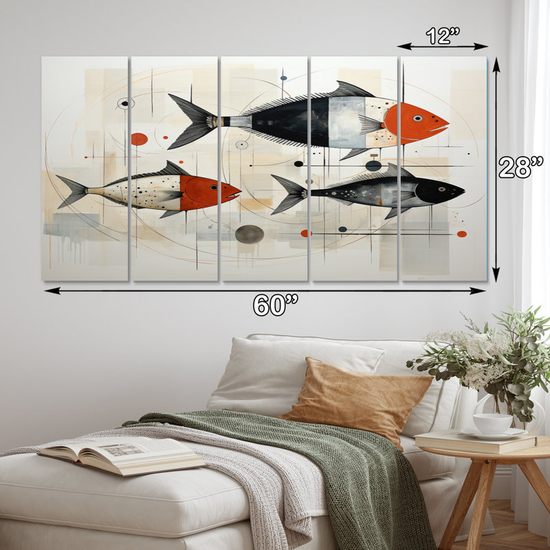 «Fishing Minimalist Marine», ensemble de reproductions d'art sur métal