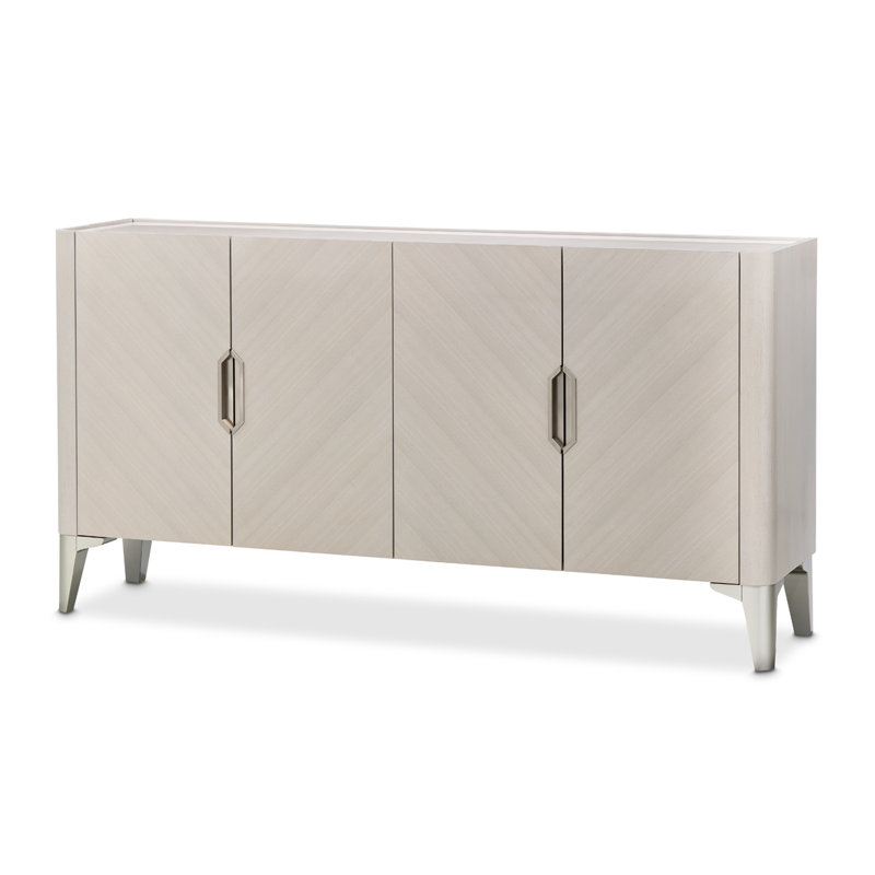 Penthouse 75" Wide Sideboard with Marble Top - Ash Gray