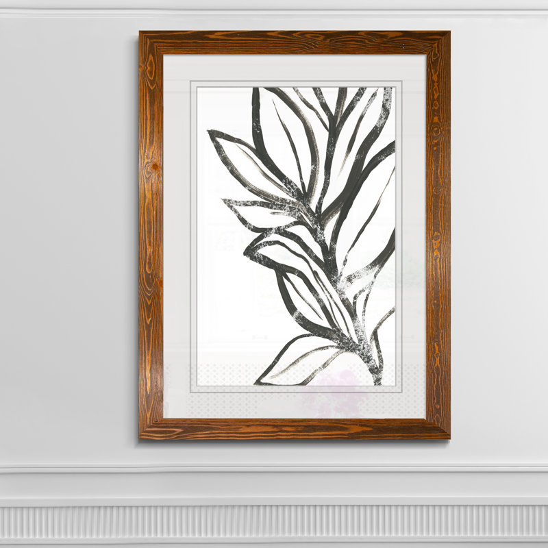 « leaf instinct ii »-peinture encadrée sur papier, Cadre en érable, H 38 po x l 28 po x P 1,25 po