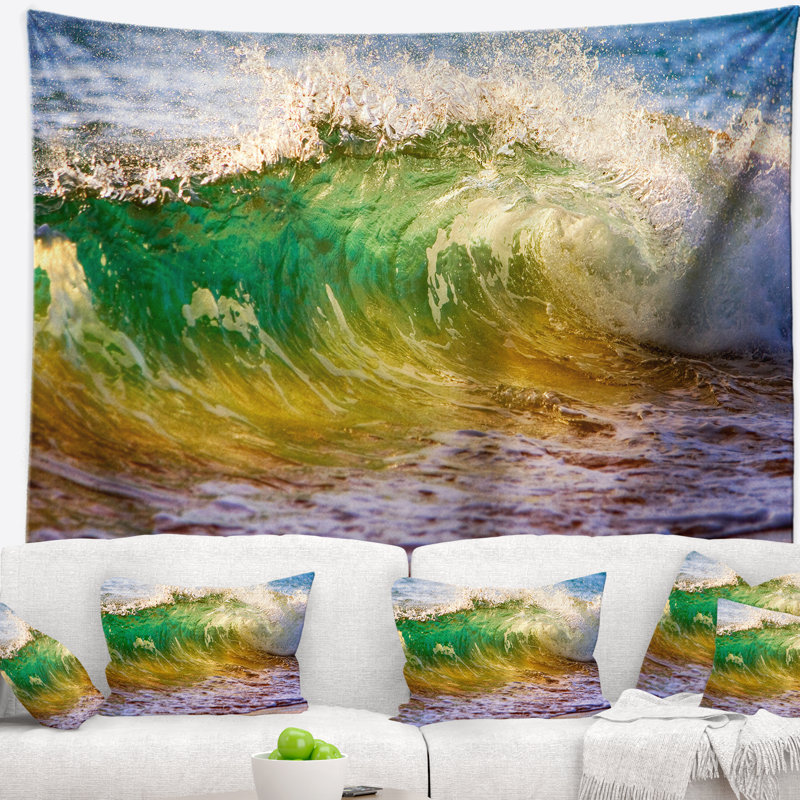 Ocean turning green tapisserie Seascape, H 32 po x l 39 po