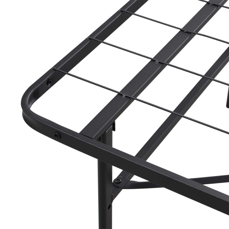 Structure de lit pliante en métal robuste avec hauteur de 14 pouces, lattes en acier robustes et rangement sous le lit pour un assemblage facile et durable