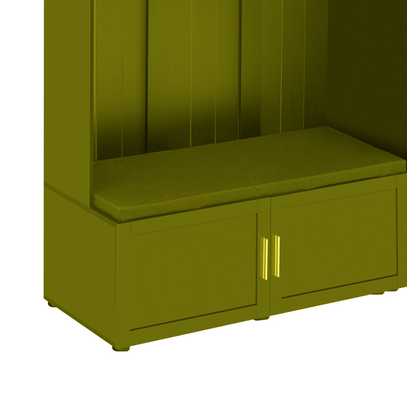 59'' Hall Tree Set With Strong Storage And 4 Hooks, Light Green