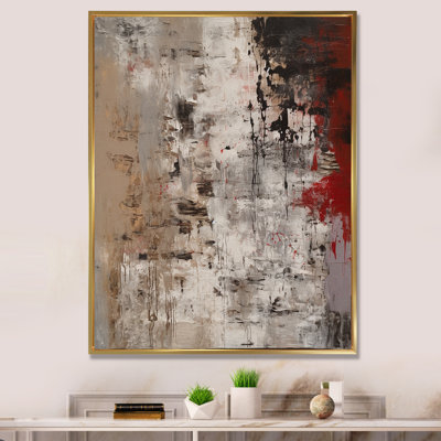 Fading Passion Abstract In Retro Beige And Red I - Abstract Painting Wall Art