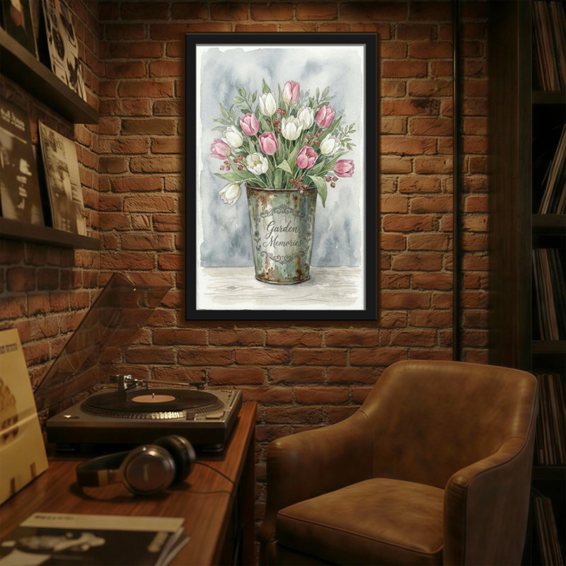 Plantes et fleurs tulipes dans des souvenirs de jardin seau rétro, H 36 po x l 24 po