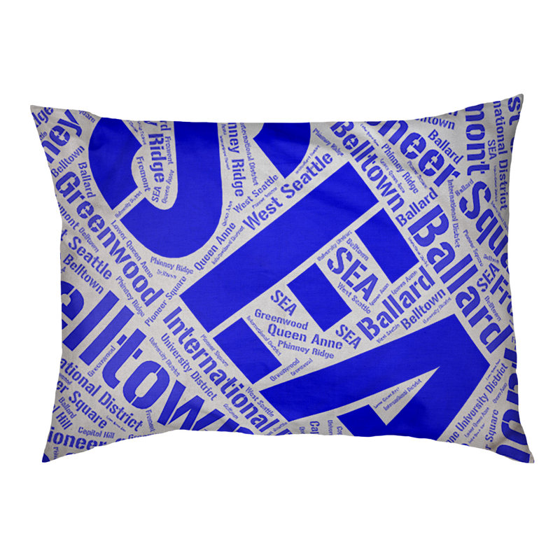 Coussin de chien « districts », Moyen (H 9,5 po x l 28 po x P 18 po), Bleu, Seattle