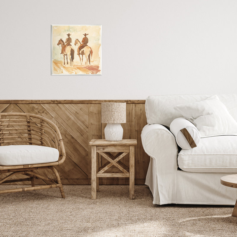 «Western Watercolor Cowboys Left», plaque murale par Petal Prints Design